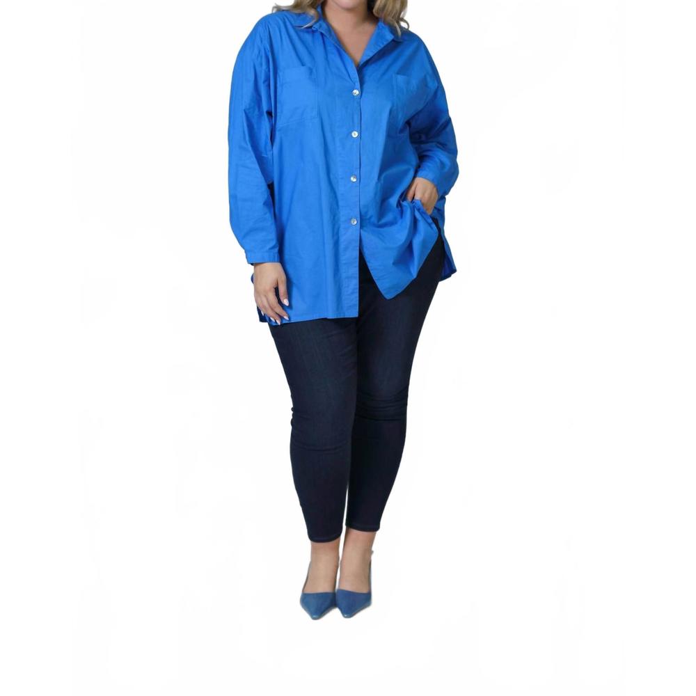 NEW BITTE KAI RAND core cotton shirt - plus size in bright blue